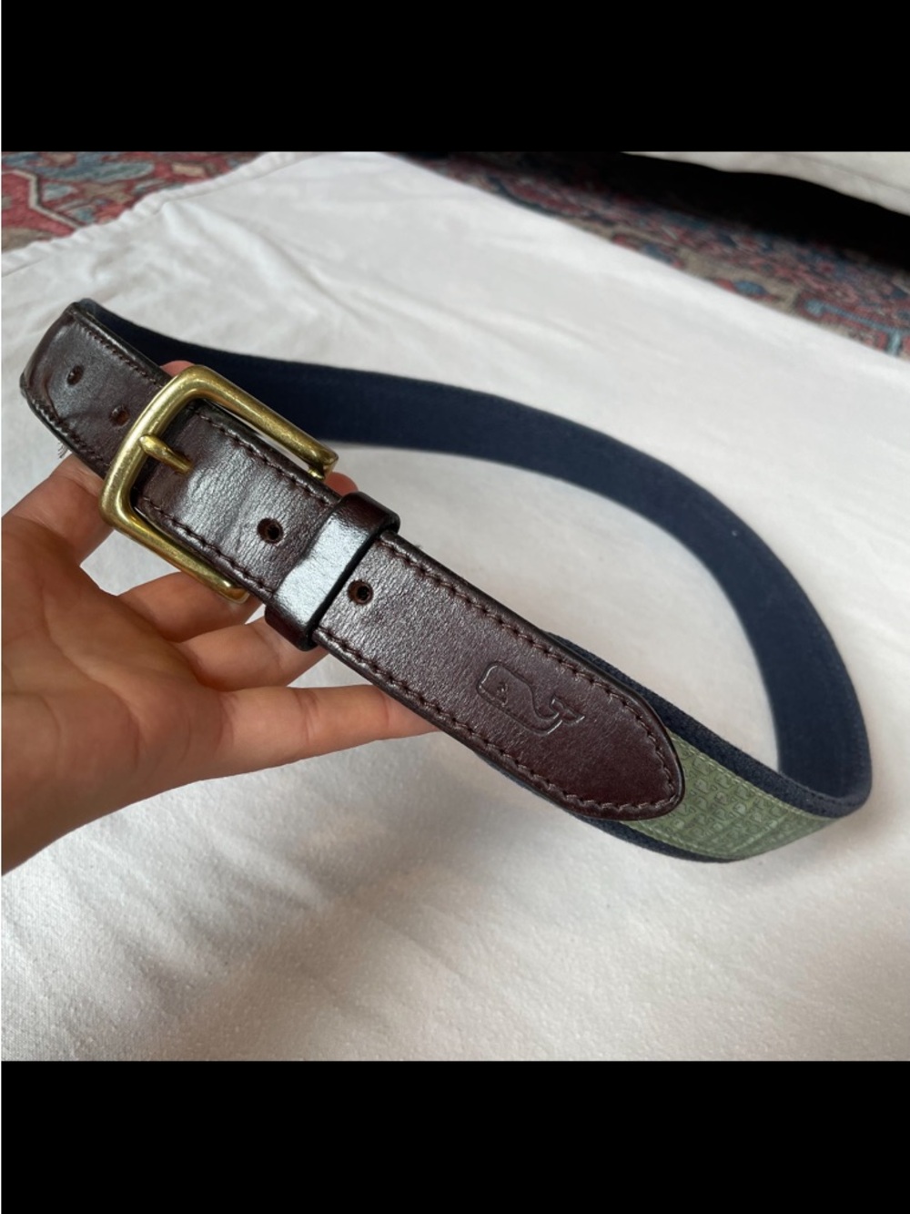 Vineyard Vines Whale Canvas Club Belt Sz 36